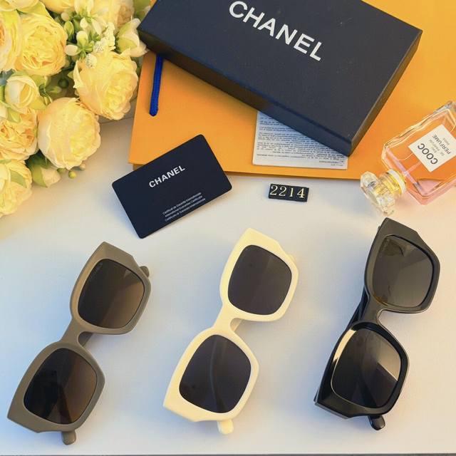 Chane* Square Frame Sunglasses for Large Faces, Slimming, Stylish, High-End, Ver