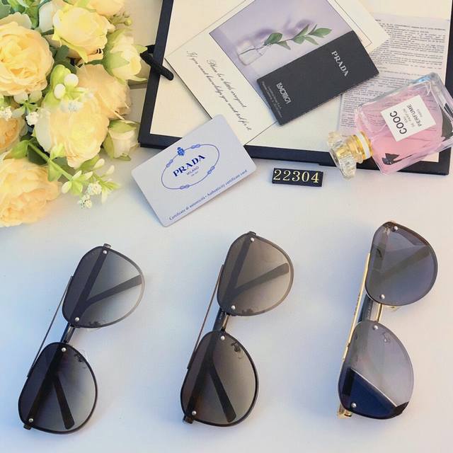 Prad* Fashionable European and American style double-bridge sunglasses for men,