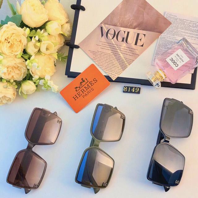 Herme* New Square Oversized Frame Sunglasses, Fashionable Trendy Sunglasses, Per