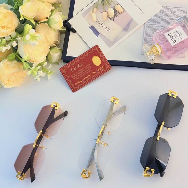 Cartie* New Colorful Leopard Head Decor Frameless Small Square Men's Sunglasses