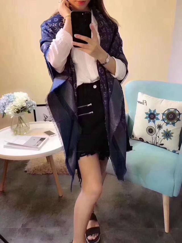 Navy Blue with Silver Thread ~ Louis Vuitton Silver Thread Scarf. The classic Mo