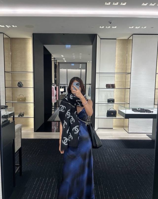 Latest Chanel 25B Black and White Shawl! I absolutely love this all-logo shawl!