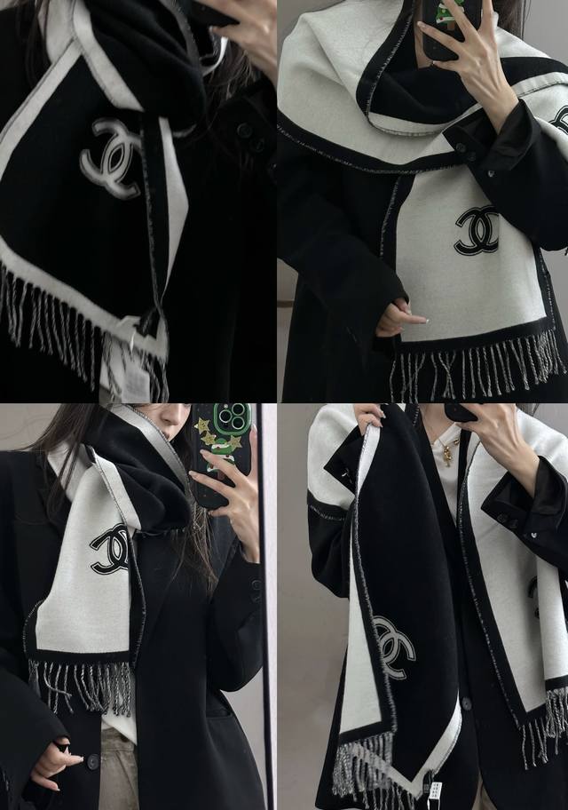 Chanel's new double-sided color-blocked jacquard scarf is predicted to be a huge