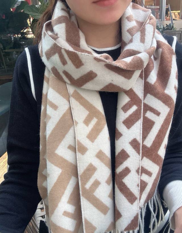 Fendi New Monogram Gradient Double-Sided Cashmere Scarf. Soft and delicate doubl