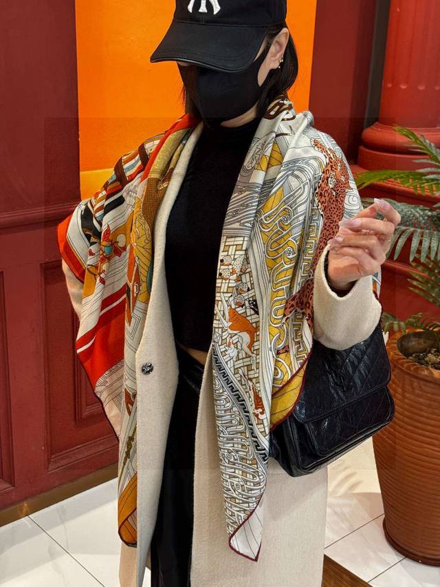 New Arrival {The Mystery of No. 24} Cashmere Large Square Scarf [Double-sided, S