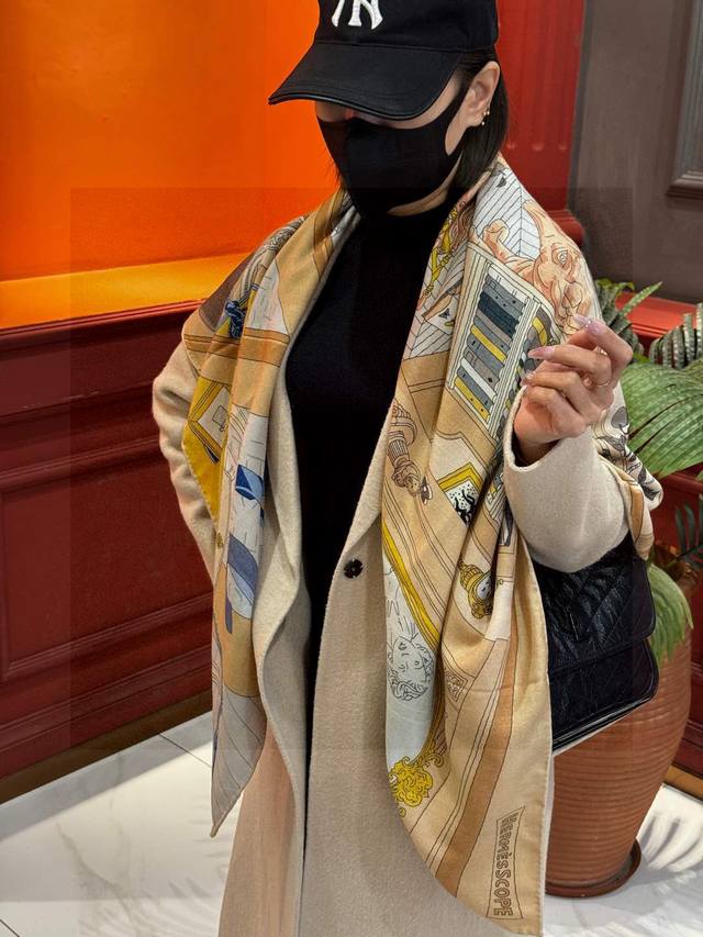 New Arrival {The Mystery of No. 24} Cashmere Large Square Scarf [Double-sided, S