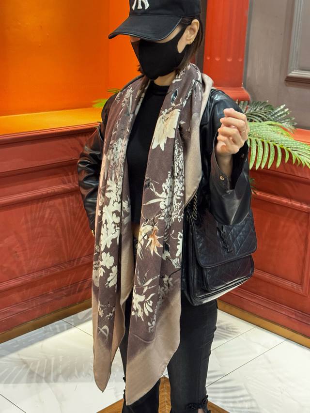 Dior 140 Velvet Reversible Tonal Print Shawl with Millefiori Pattern This shawl