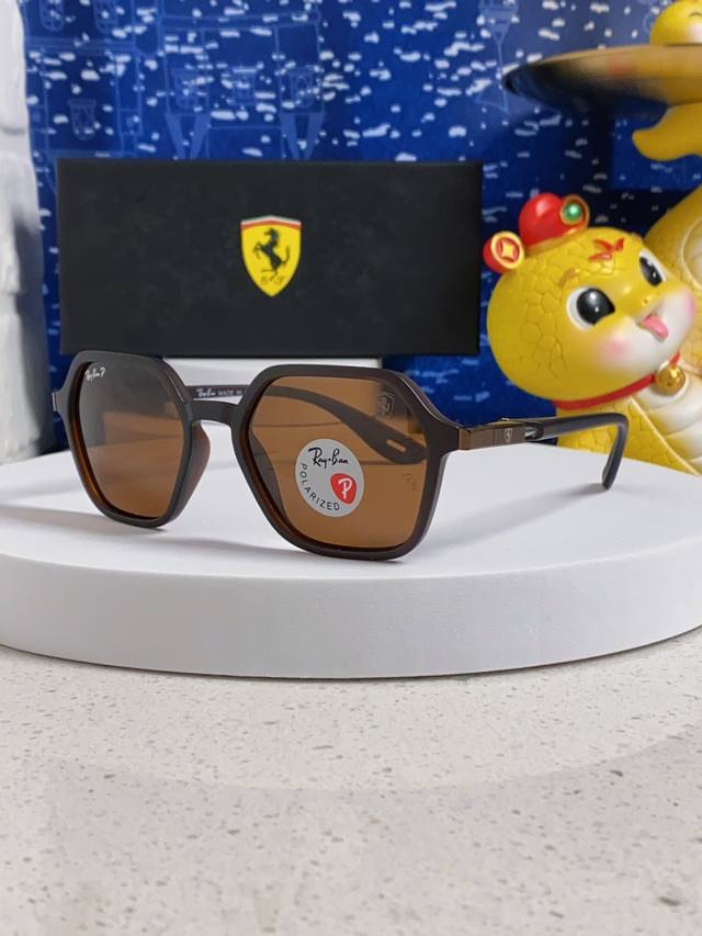 Ray-Ban Ferrari Collaboration Polarized Sunglasses for Men and Women, Large Squa
