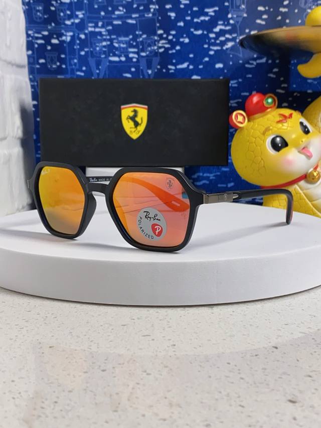 Rayban Ferrari Collaboration Polarized Sunglasses for Men and Women, Large Squar