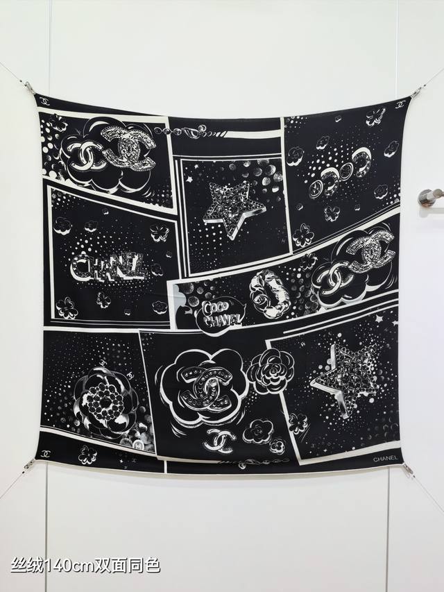 Rcc2569 Double-sided same color 140X140Cm 70% cashmere 30% silk Chanel Ddd