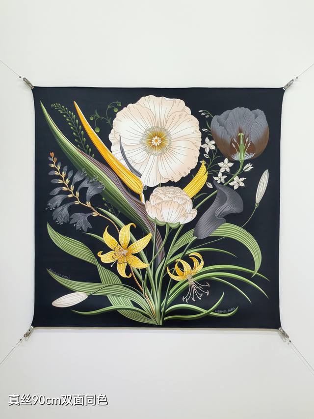 Shms2588 18 momme double-sided 90X90Cm twill silk Hermes preserved bouquet Ddd