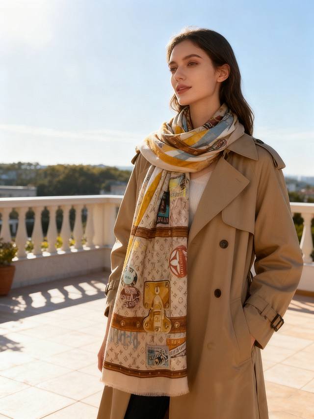 This glowing scarf is truly amazing! A long, silver-threaded cashmere scarf with