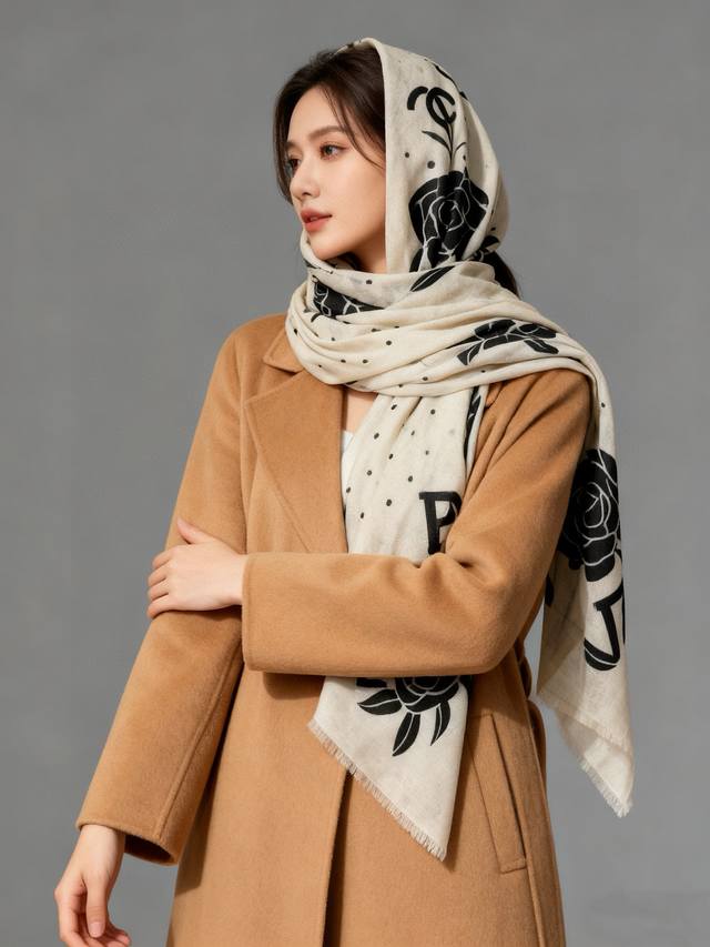 New Cashmere Camellia Long Scarf - Super flattering! Sophisticated and feminine!