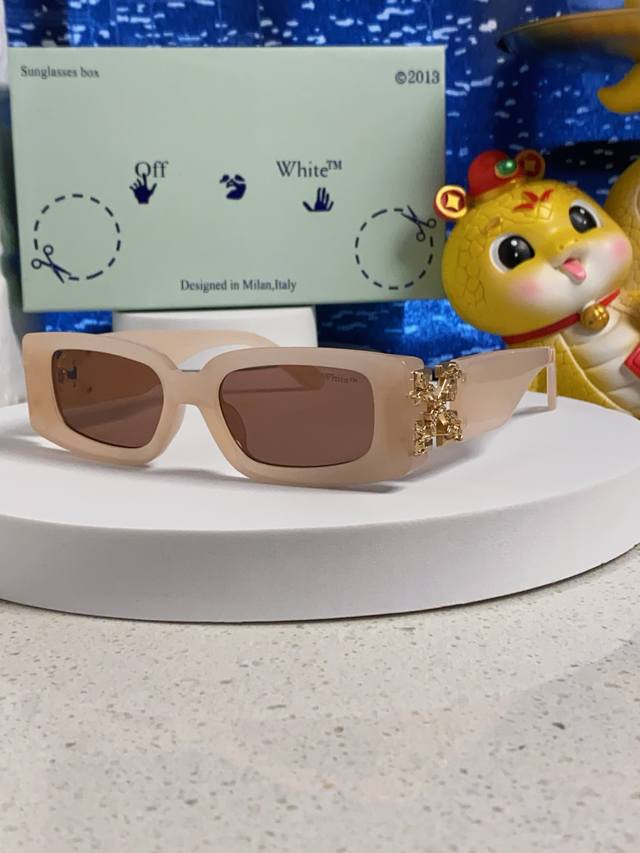 Off White 2025 New Retro Square Frame White Sunglasses Men's Ow Little Red Book