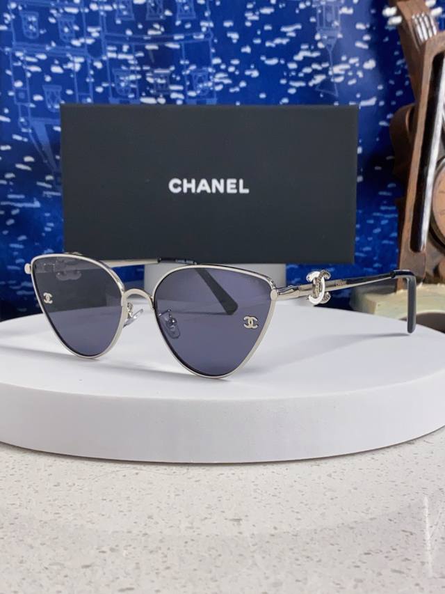 Chanel 2025 New Cyberpunk Style Metal Oversized Aviator Sunglasses Single Bridge