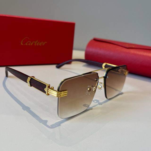 Cartier precious sunglasses, made of metal PC, with frameless, ultra-lightweight