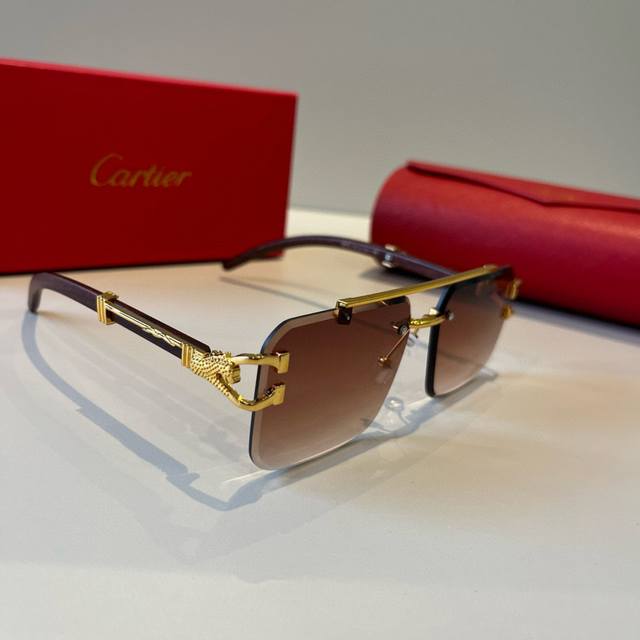 Cartier* Exquisite Cartier sunglasses, made of metal, PC, with frameless, ultra-