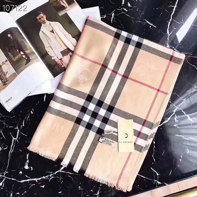 Burberr*Y Tencel cotton plaid scarf, with excellent drape and a super soft and l