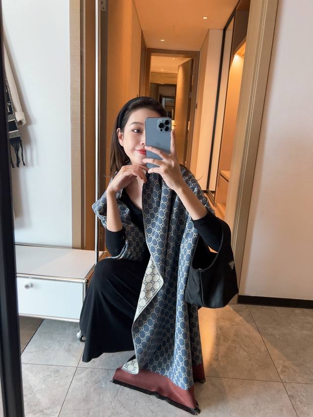 Original Gucci double G interwoven letter long scarf, unisex, 1:1 replica, excel