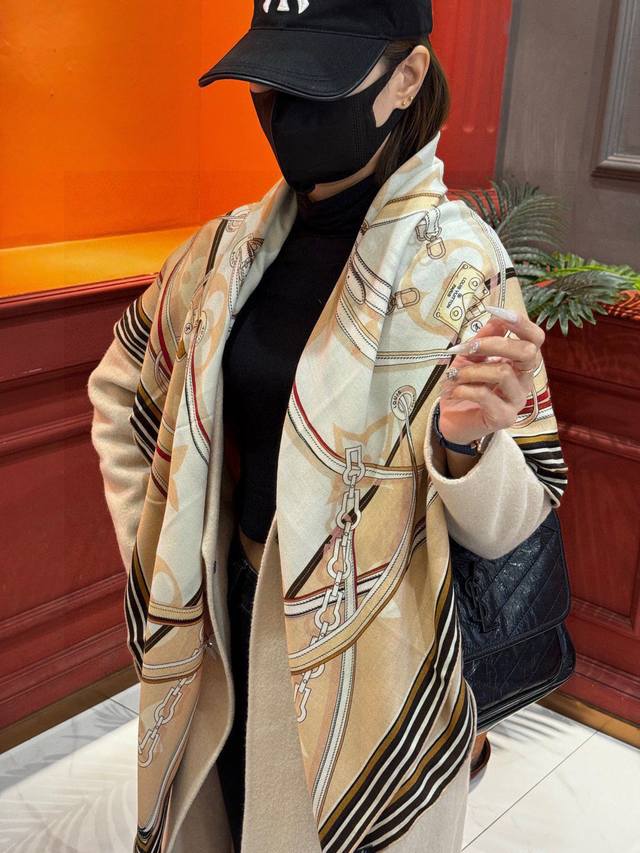 New Arrival: Monogram Jacquard Denim 140 Velvet Square Scarf Haute Couture Rever