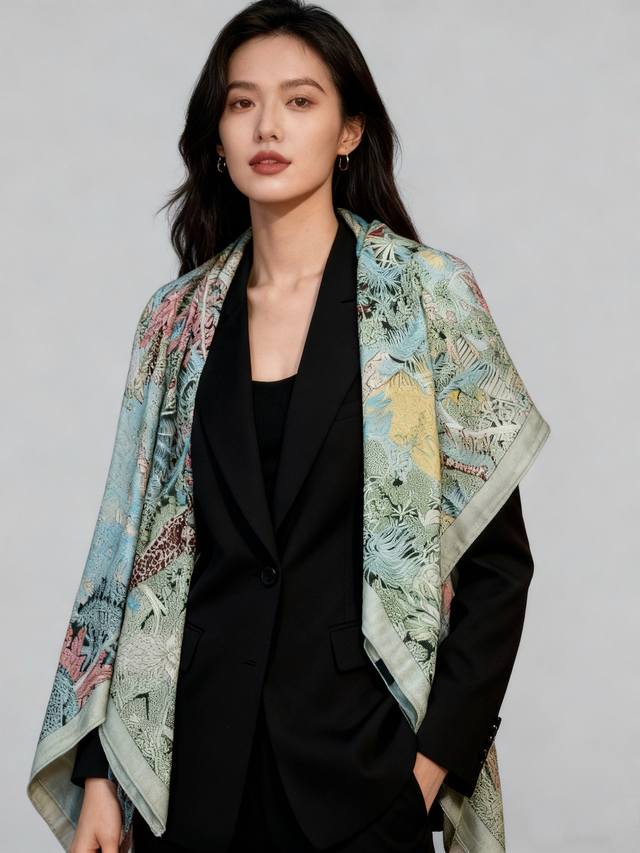 Highly Recommended 140cm Top-Grade Velvet Double-Sided Two-Tone Shawl: Back to N