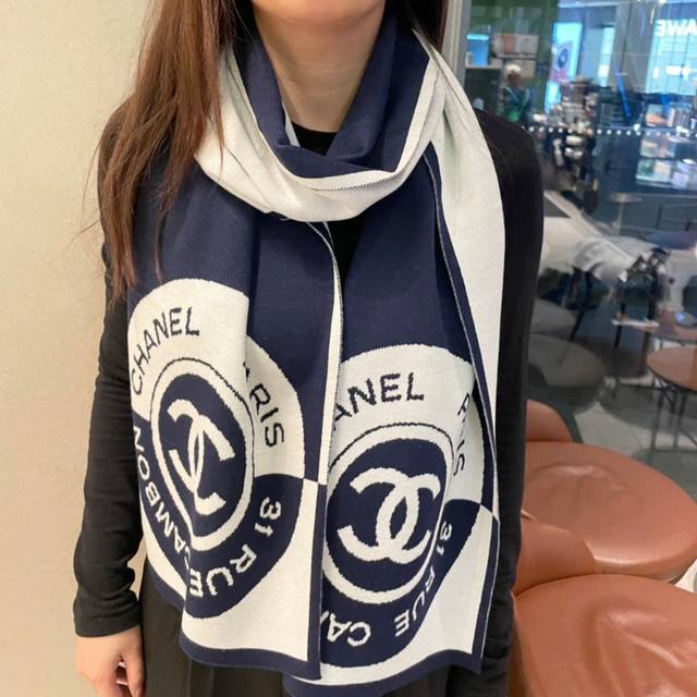 New Arrival: Chanel Geometric Knit Cashmere Scarf - Incredibly soft to the touch