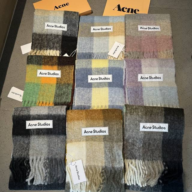 Original factory overstock, Acne's new alpaca and mohair rainbow scarf, the warm