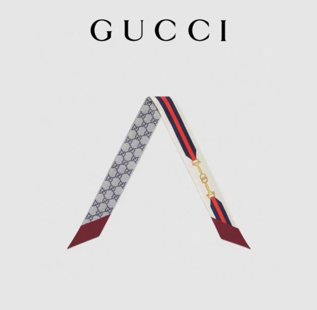 Gucci Twilly scarf, belt with gold lock and GG logo design. A classic, elongated