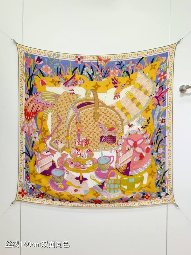 Rlv2555 Double-sided same color 140X140Cm 70% cashmere 30% silk Lv Picnic Ddd