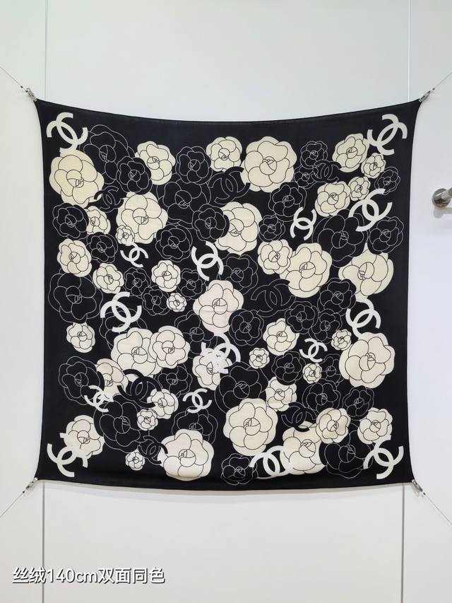 Rcc2568 Double-sided same color 140X140Cm 70% cashmere 30% silk Chanel Ddd