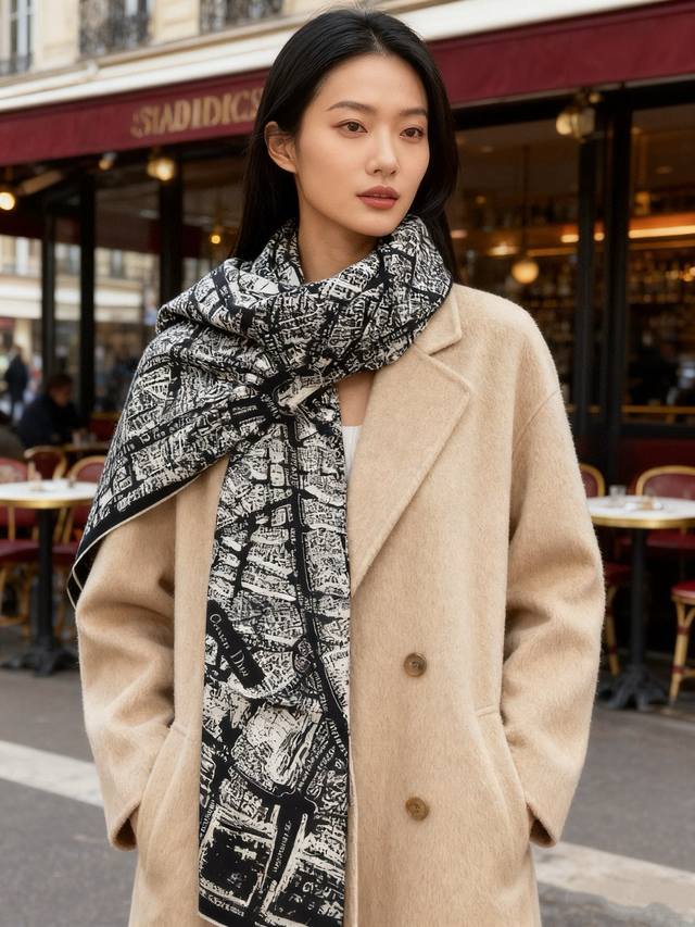 Dior Paris Map 140*140 Reversible Tonal Velvet Scarf Lan De Aris Paris Map This