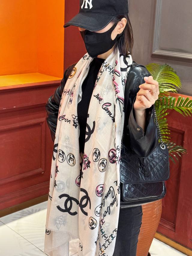 New Arrival! This shimmering, custom-made silver-thread cashmere long scarf is a