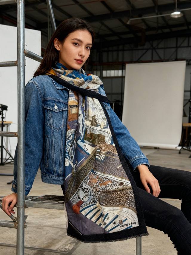 A glowing, shiny Hermes scarf, purchased directly from the Hermes boutique and h