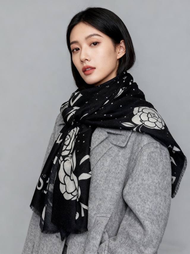 New Cashmere Camellia Long Scarf - Super flattering! Sophisticated and feminine!