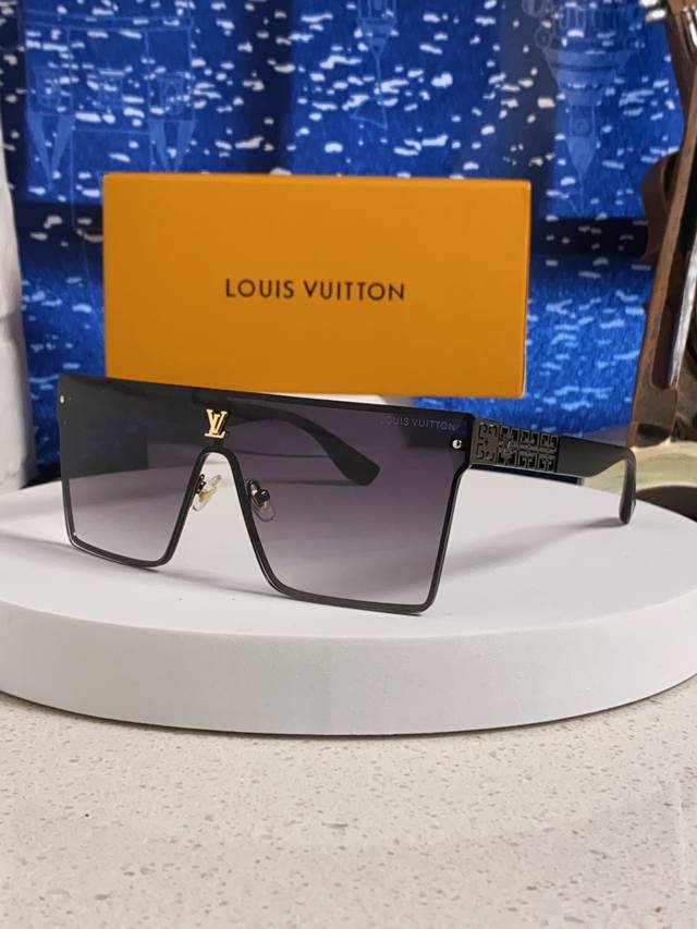Louis Vuitton 2025 New Style Individual One-Piece Large Frame Sunglasses Women's