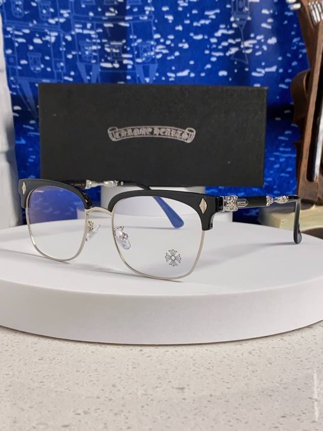 Chrome Hearts 2025 New Retro Half-Rim Eyebrow Glasses Frame Men's Business Anti-