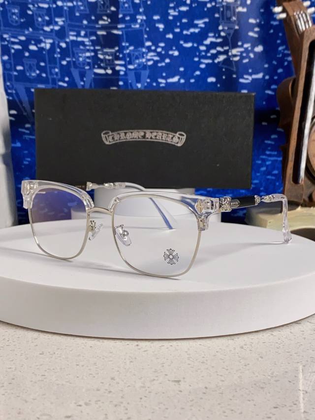 Chrome Hearts 2025 New Retro Half-Rim Eyebrow Glasses Frame Men's Business Anti-