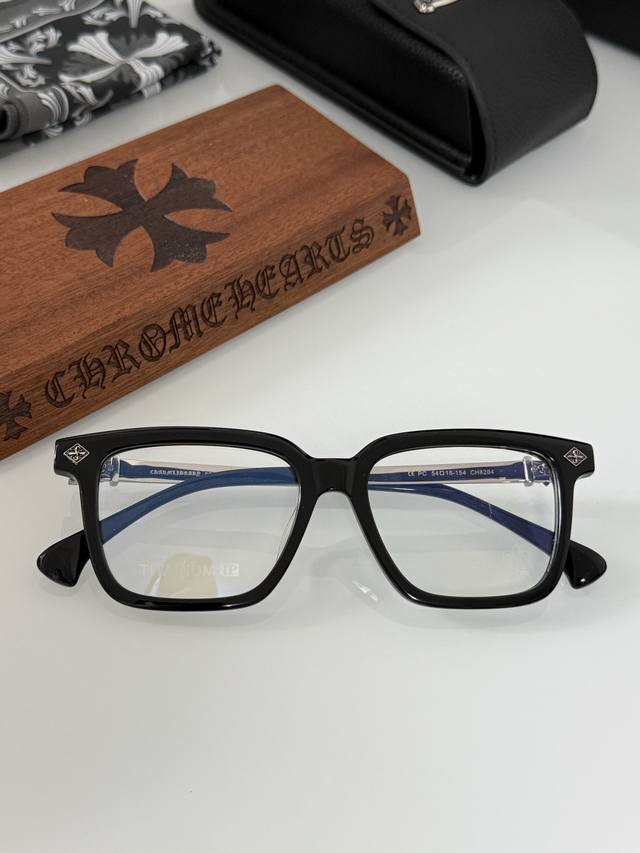 Titanium New ~ Square Frame Chrome Heart Top-grade acetate, hand-polished 3D pat