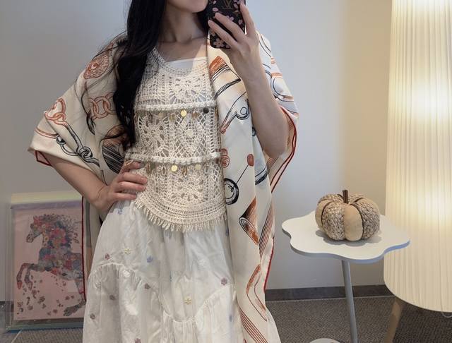 A Poetic Retrospective of Equestrian Tack 140 Reversible Shawl Designer: Florenc