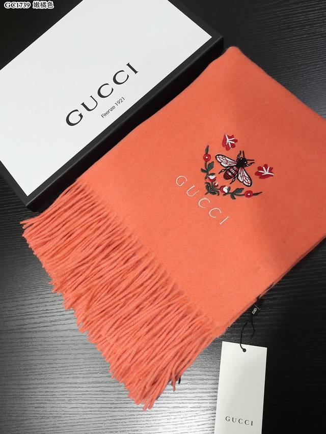 Special Rgc1739 Gucci Floral Bee Shawl, Heavy-duty 330G Blended Cashmere with Wa
