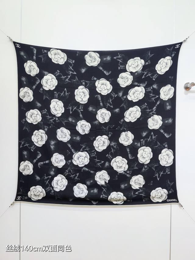 Rcc2595 Double-sided same color 140X140Cm 70% cashmere 30% silk Chanel Ddd