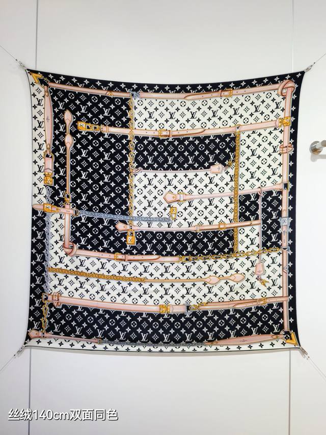 Rlv2543 Double-sided same color 140X140Cm 70% cashmere 30% silk Lv Monogram Conf