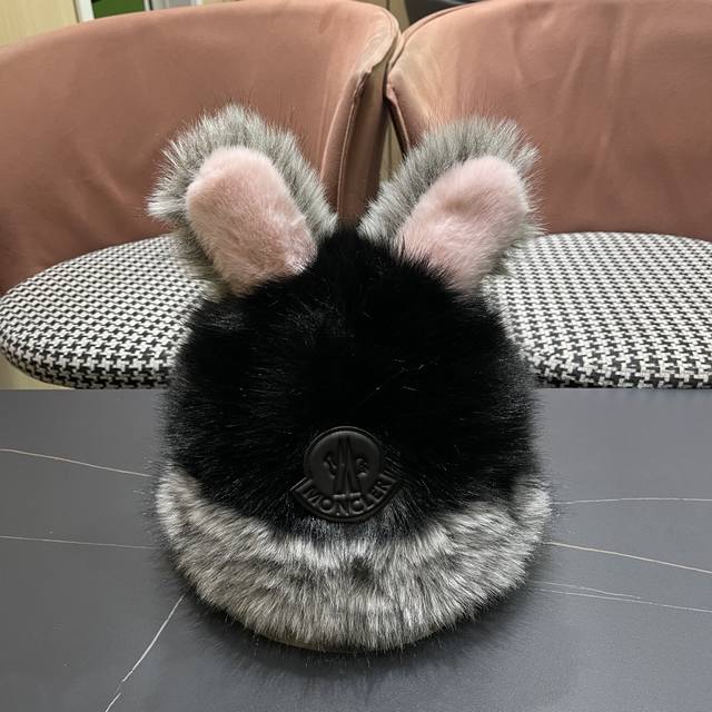 Moncler Autumn/Winter Cute Furry Hat with Ear Covers, Outdoor Warm Ear Cover, He