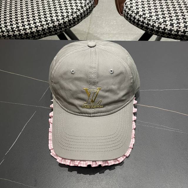 Louis Vuitton Korean Style Lace Baseball Cap Women's Spring/Summer Large Head Wi