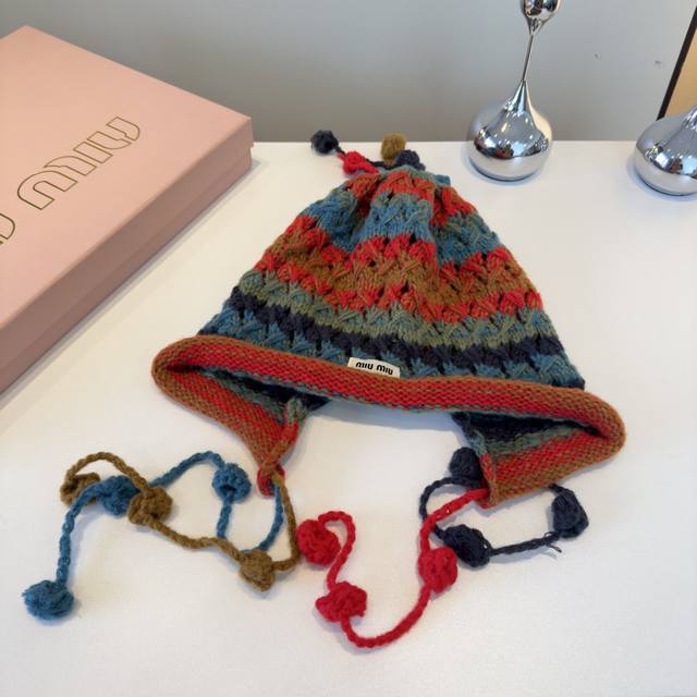 Miumiu new knitted beanie, earflap hat Ddd