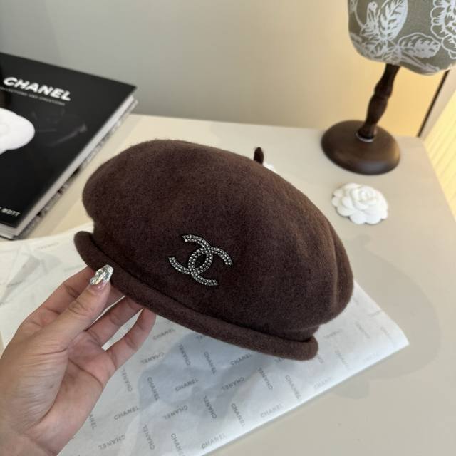 Chanel wool beret, pumpkin hat, 100% wool fabric, head circumference 57cm. (Ddd)