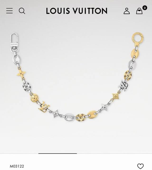 New Louis Vuitton Sailor bag chain keychain, silver and gold two-tone charm. Mad