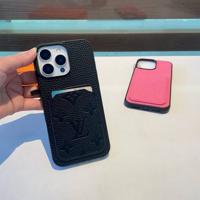 Lv New Two-in-One Full Coverage Phone Case with Lychee Texture Embossed Card Ins
