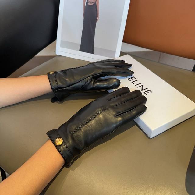 Celine lambskin gloves, stylish gloves, warm lining for autumn and winter, class