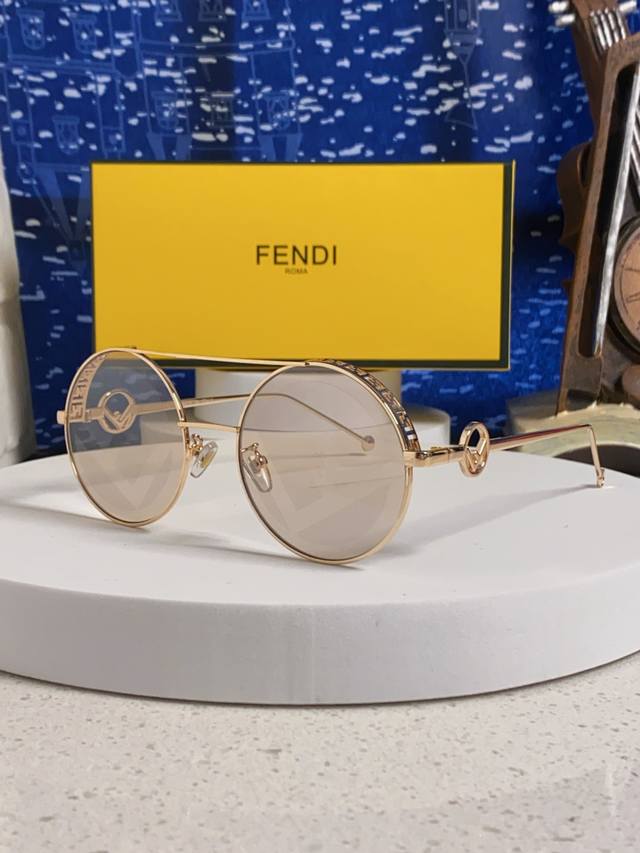 Fendi 2025 New Cyberpunk Futuristic Double Bridge Round Narrow Frame Sunglasses